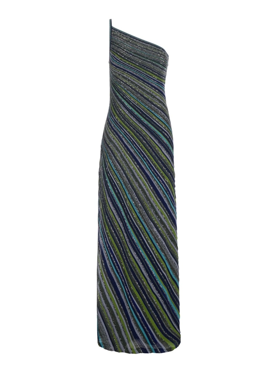 Missoni Abito lungo con design monospalla e paillettes applicate in misto viscosa blu donna