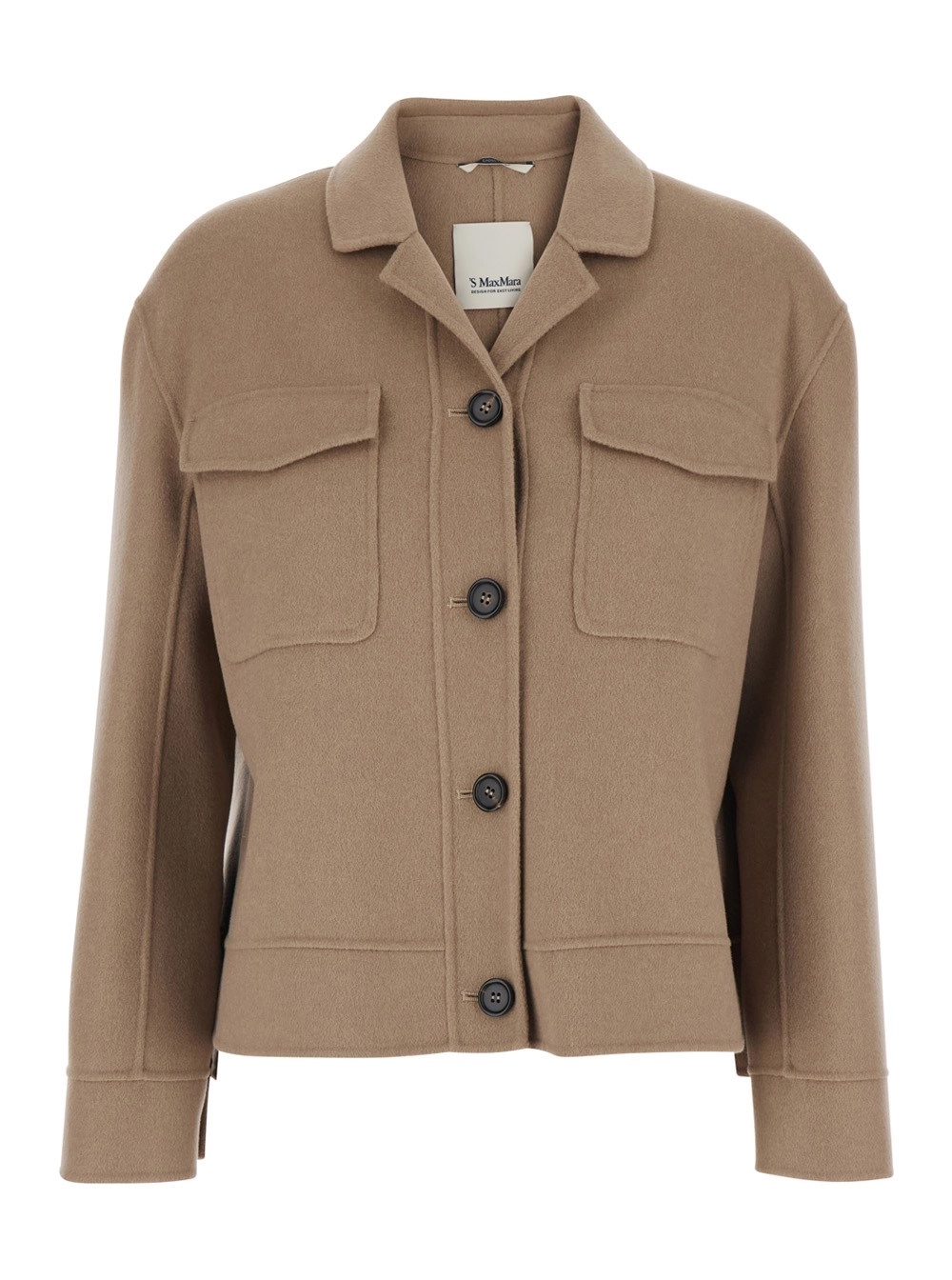 'S Max Mara Giacca 'Simona' con Colletto con Revers e Due Tasche Applicate sul Petto in Lana Beige Donna