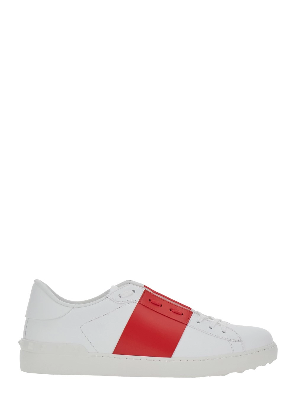 Valentino Garavani Sneaker Low Top con Linguetta con Logo e Dettaglio Rockstud sul Retro in Pelle Bianca Uomo
