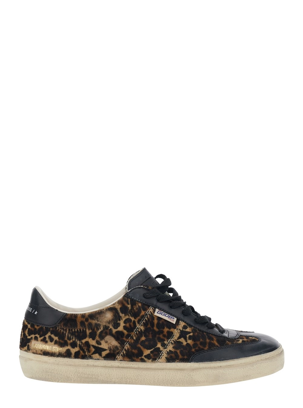 Golden Goose Sneaker 'Soul-Star' Low Top con Patch Logo sulla Linguetta e Motivo leopardato in Pelle Marrone Uomo