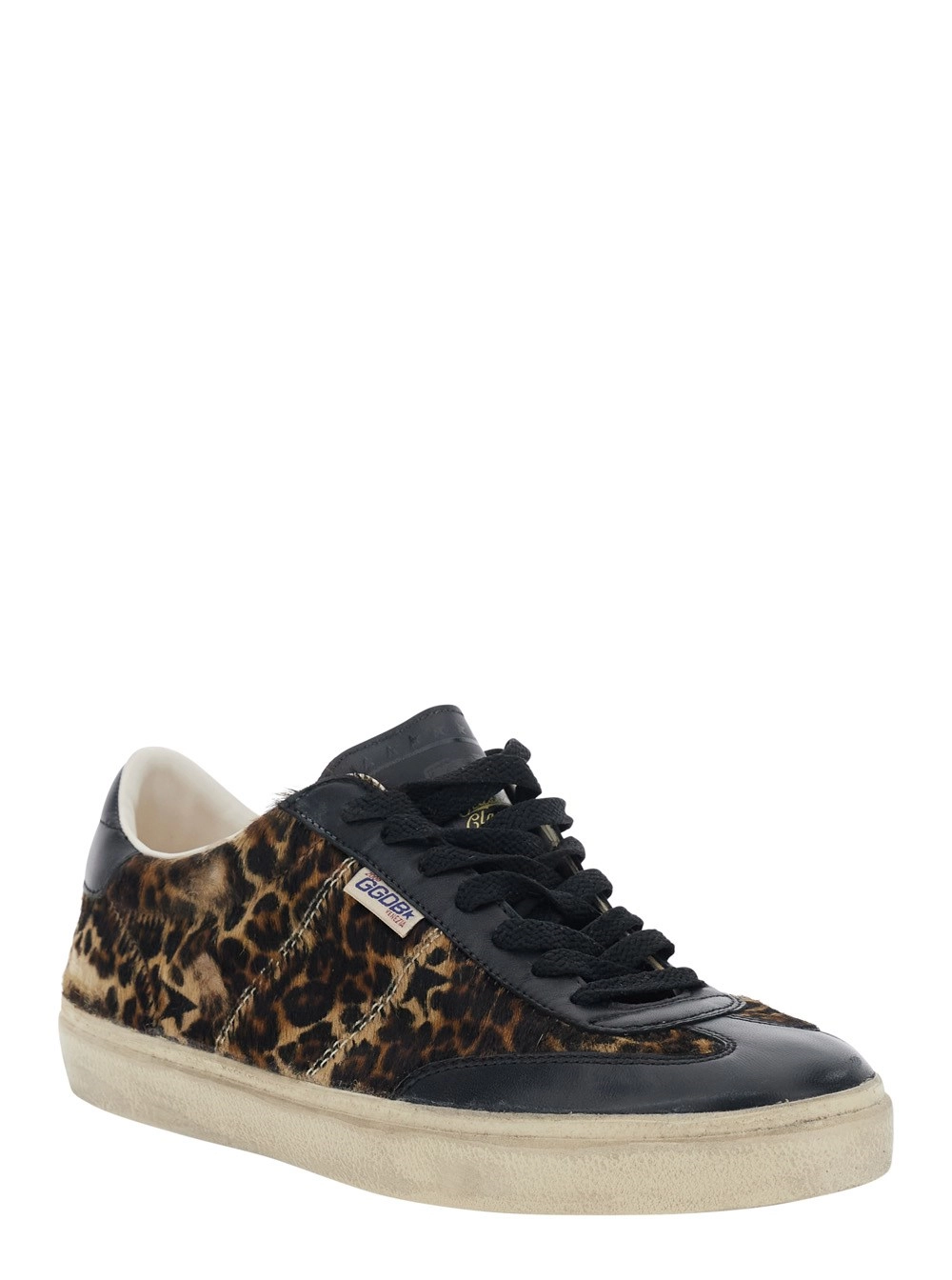 Golden Goose Sneaker 'Soul-Star' Low Top con Patch Logo sulla Linguetta e Motivo leopardato in Pelle Marrone Uomo, view 2