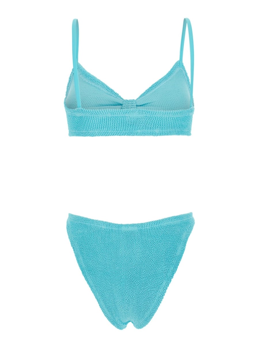 Hunza g Bikini 'Alicia' con Spalline Fisse Sottili e Nodo sul Fronte in Tessuto Tecnico Stretch Azzurro Donna, view 2
