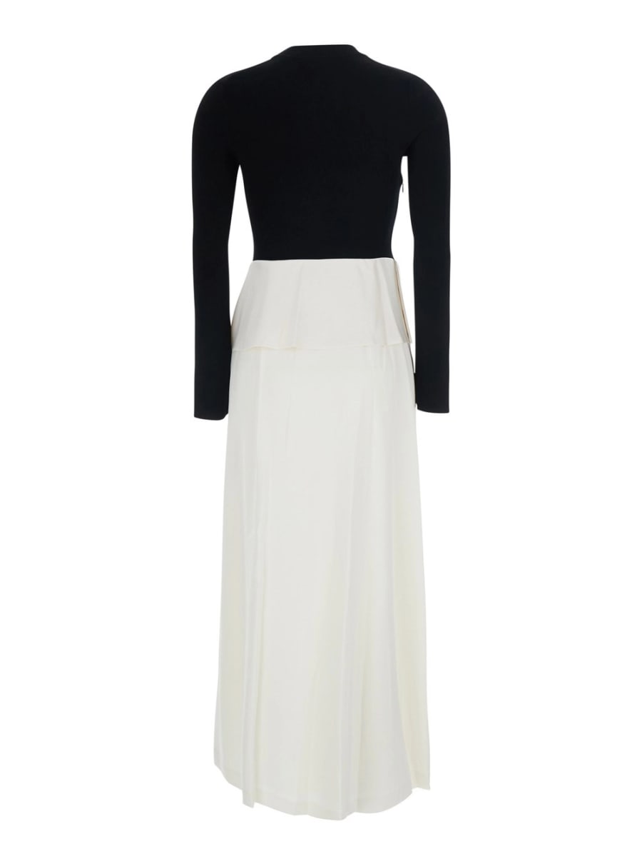 Simkhai Abito Lungo con gonna con design asimmetrico in misto lana Nero e bianco donna, view 2