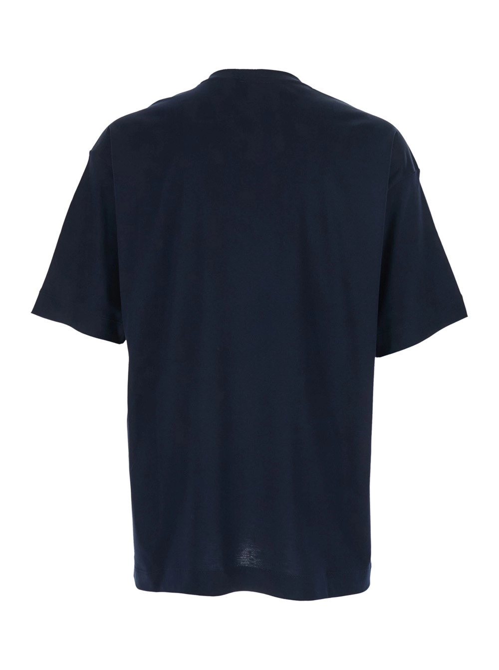 Giorgio Armani T-Shirt Girocollo con Logo Lettering sul Fronte in Cotone Blu Uomo, view 2