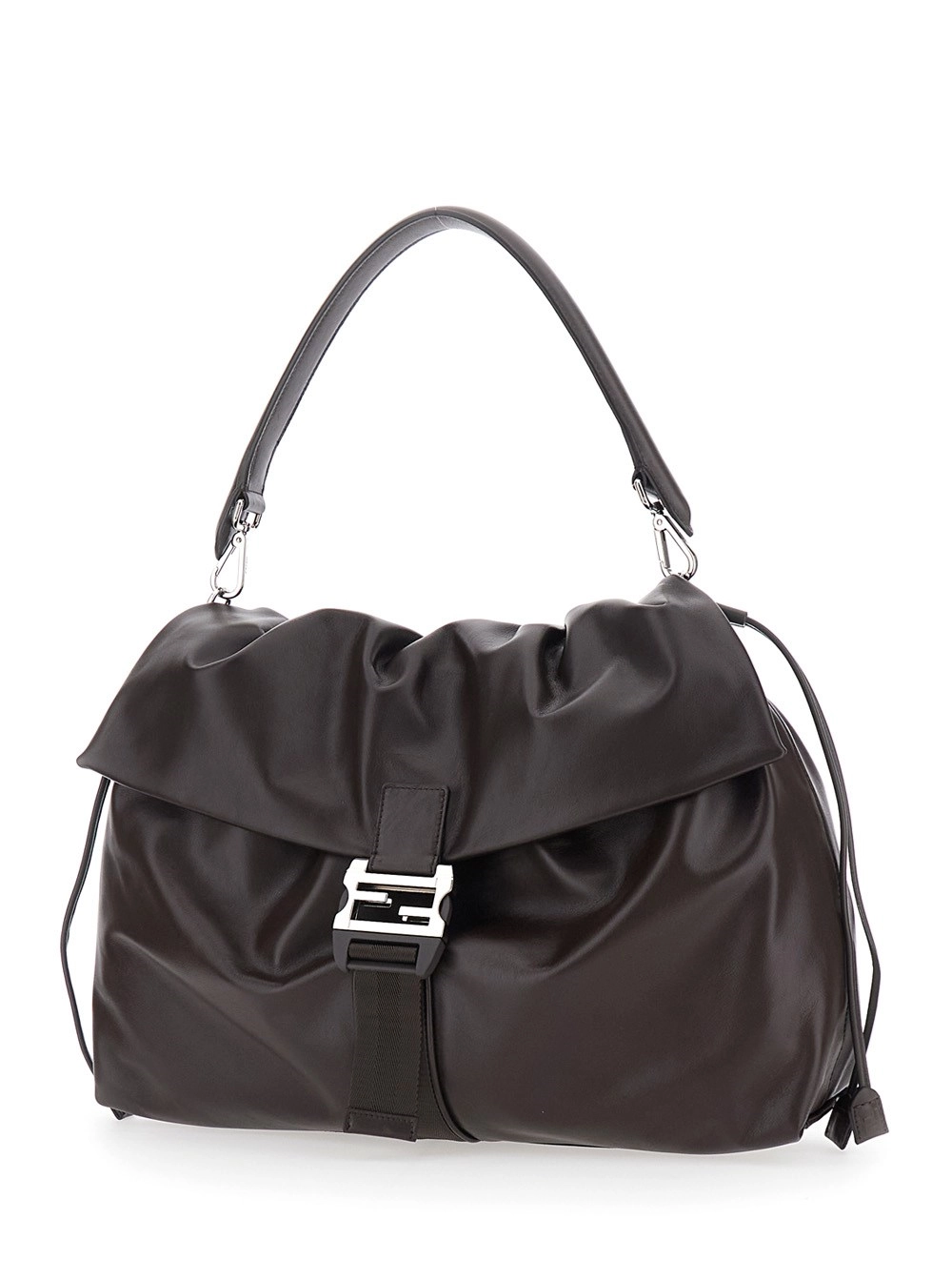 Fendi Borsa a Spalla 'Mama Baguette Grande' con Chiusura FF sul Fronte in Pelle Marrone Uomo, view 2