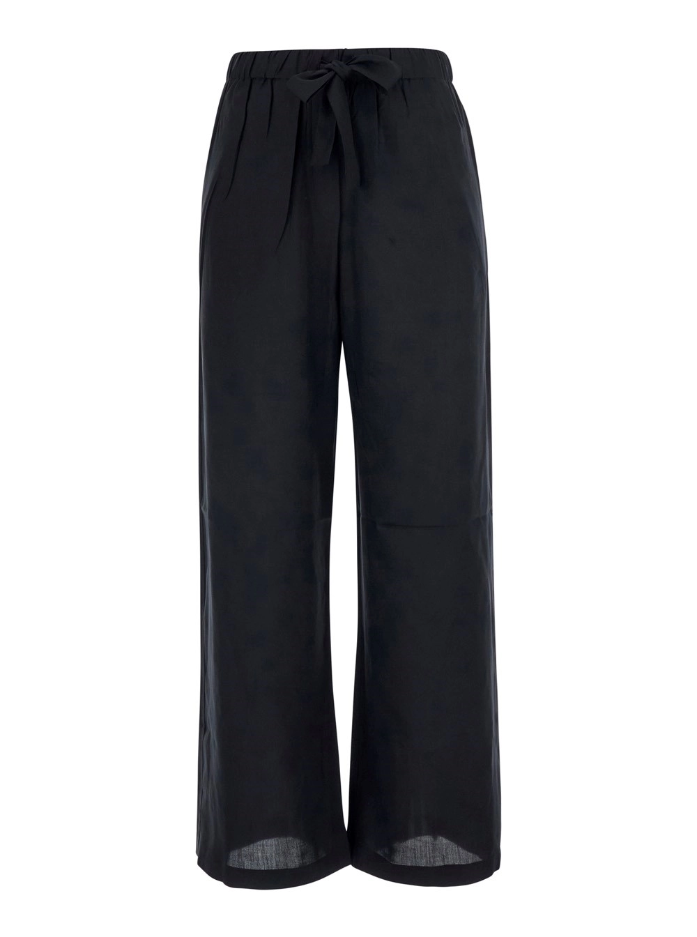Toteme Pantaloni con cintura in vita e due tasche a filetto sul retro in seta neri donna