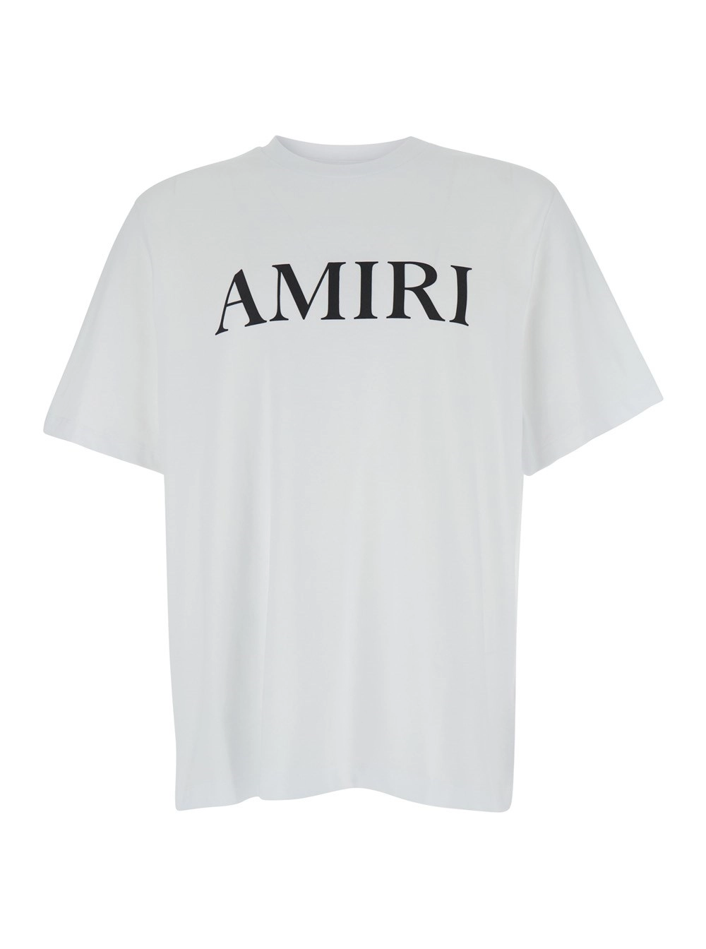Amiri T-Shirt Girocollo con Stampa Logo Lettering in Cotone Bianca Uomo
