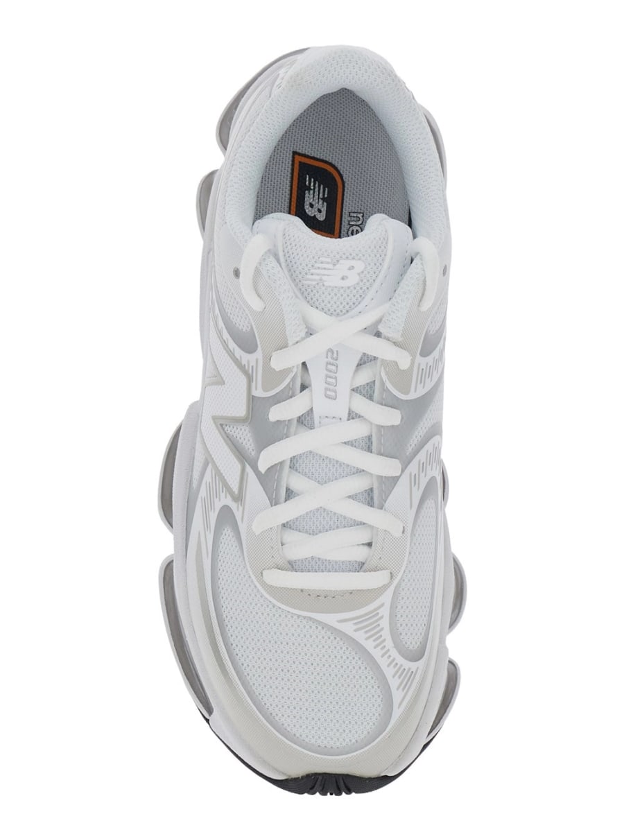 New Balance Sneakers Low Top '2000' con Patch Logo sul Lato in Pelle e Tessuto Bianche Unisex, view 4