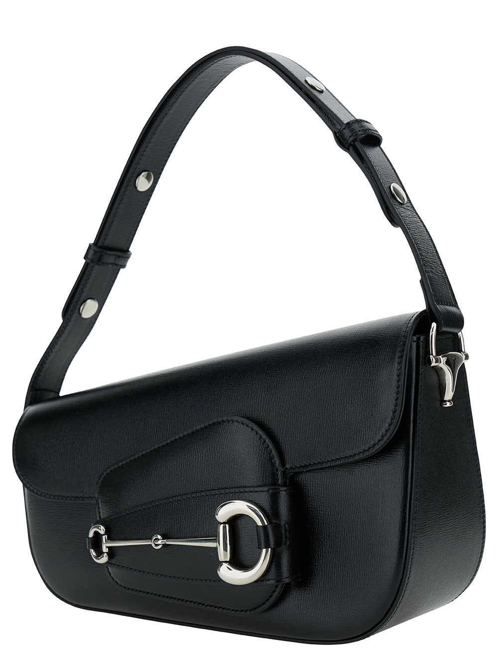 Gucci Borsa a Spalla 'Gucci Horsebit 1955 Small' con Dettaglio Morsetto in Pelle Nera Donna, view 2