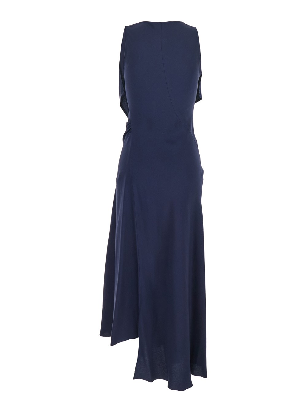 Victoria Beckham Abito Lungo Smanicato con Scollo a V in Tessuto Blu Donna, view 2