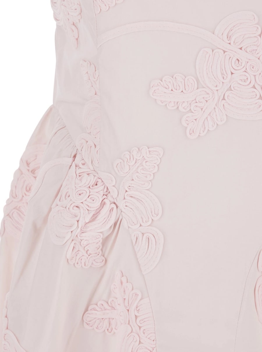 Rotate Abito Lungo Smanicato con Scollo Rotondo e Ricamo Floreale All-Over in Tessuto Tecnico Stretch Rosa Donna, view 3