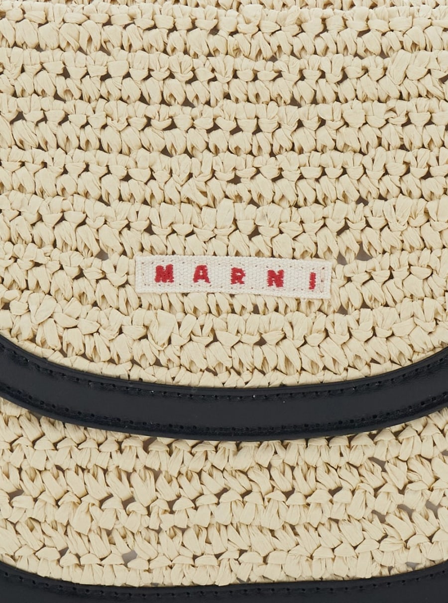 Marni kids Borsa a Tracolla con Tracolla Regolabile e Removibile e Patch Logo in Pelle e Tessuto Beige Bambina, view 5