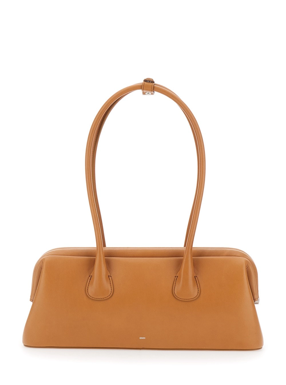 Osoi Borsa a Spalla 'Boat Wide Mini' con Manici Tondi e Logo Lettering sul Fronte in Pelle Marrone Donna