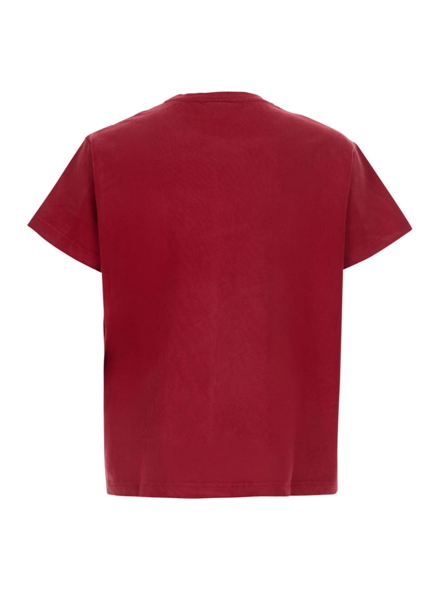 Found T-Shirt Girocollo con Maxi Stampa sul Fronte in Cotone Rossa Uomo, view 2
