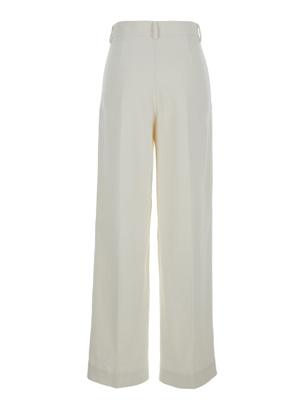 Toteme Pantalone a Vita Alta con Pences in Misto Cotone Bianco Donna, view 2