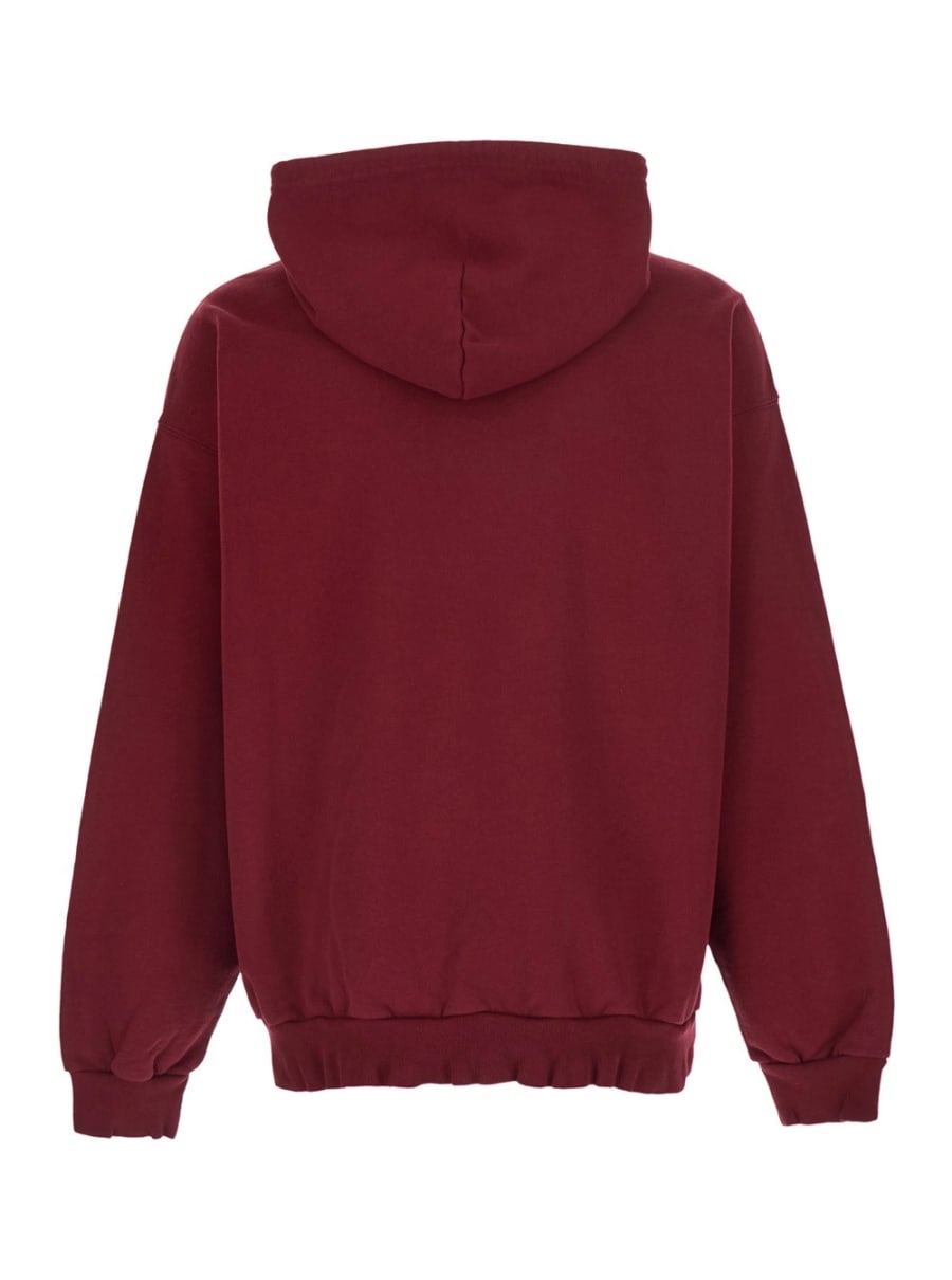 Balenciaga Felpa con Cappuccio con Coulisse e Logo Lettering sul Fronte in Cotone Rossa Uomo, view 2