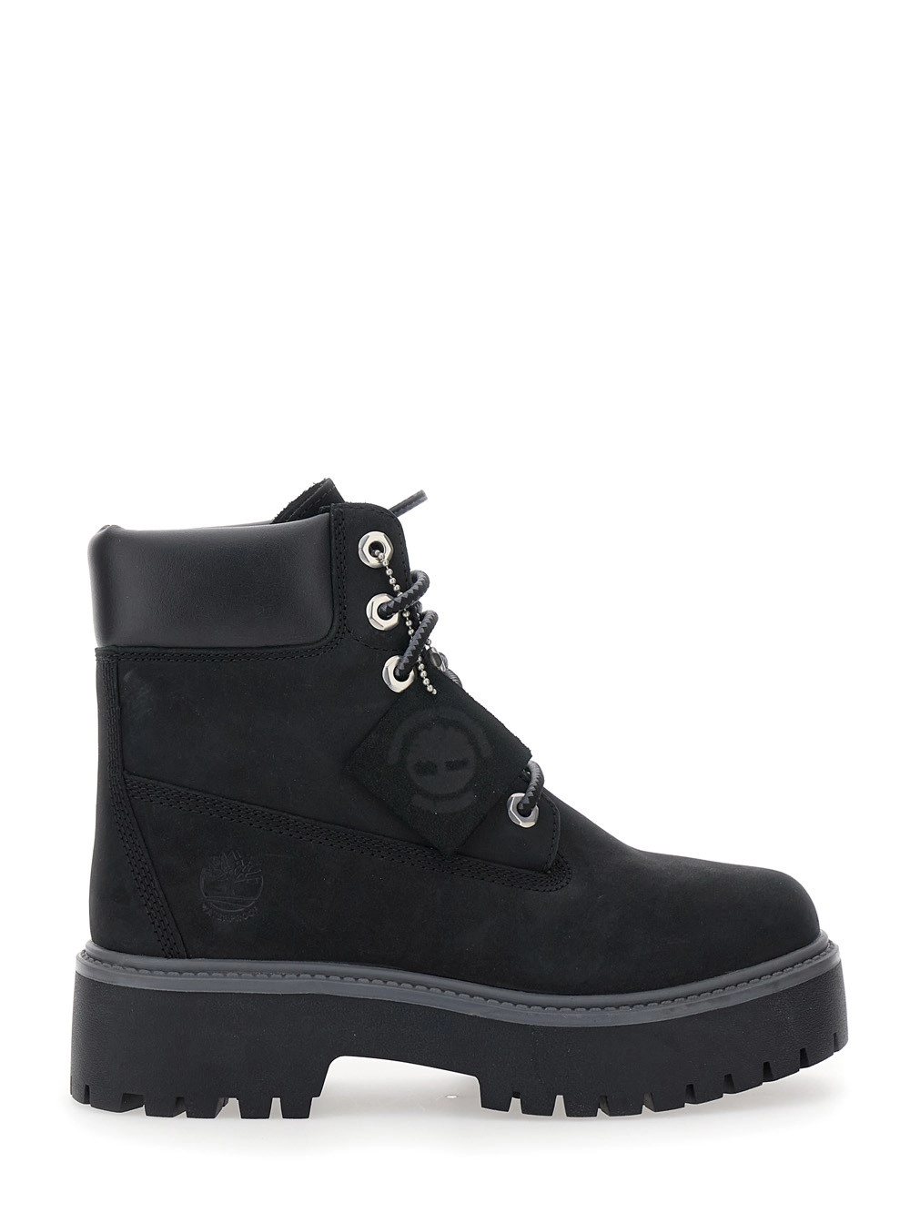 Timberland Anfibi Impermeabili con Targhetta Logo in Pelle Nubuck Nera Donna