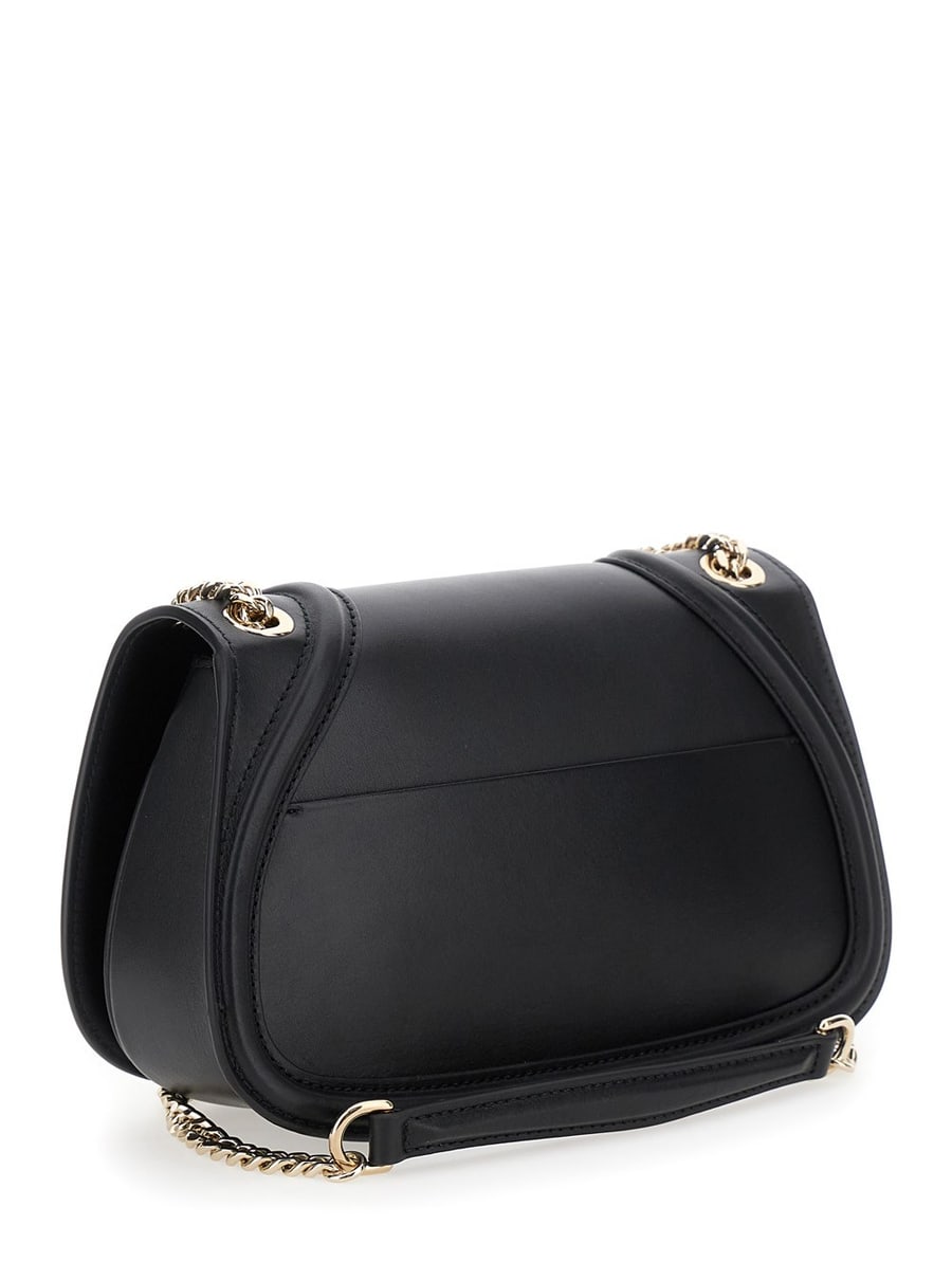 Gucci Borsa a Mano 'Blondie Piccola' con Incrocio GG Metallico sul Fronte e Tracolla a Catena in Pelle Nera Donna, view 3