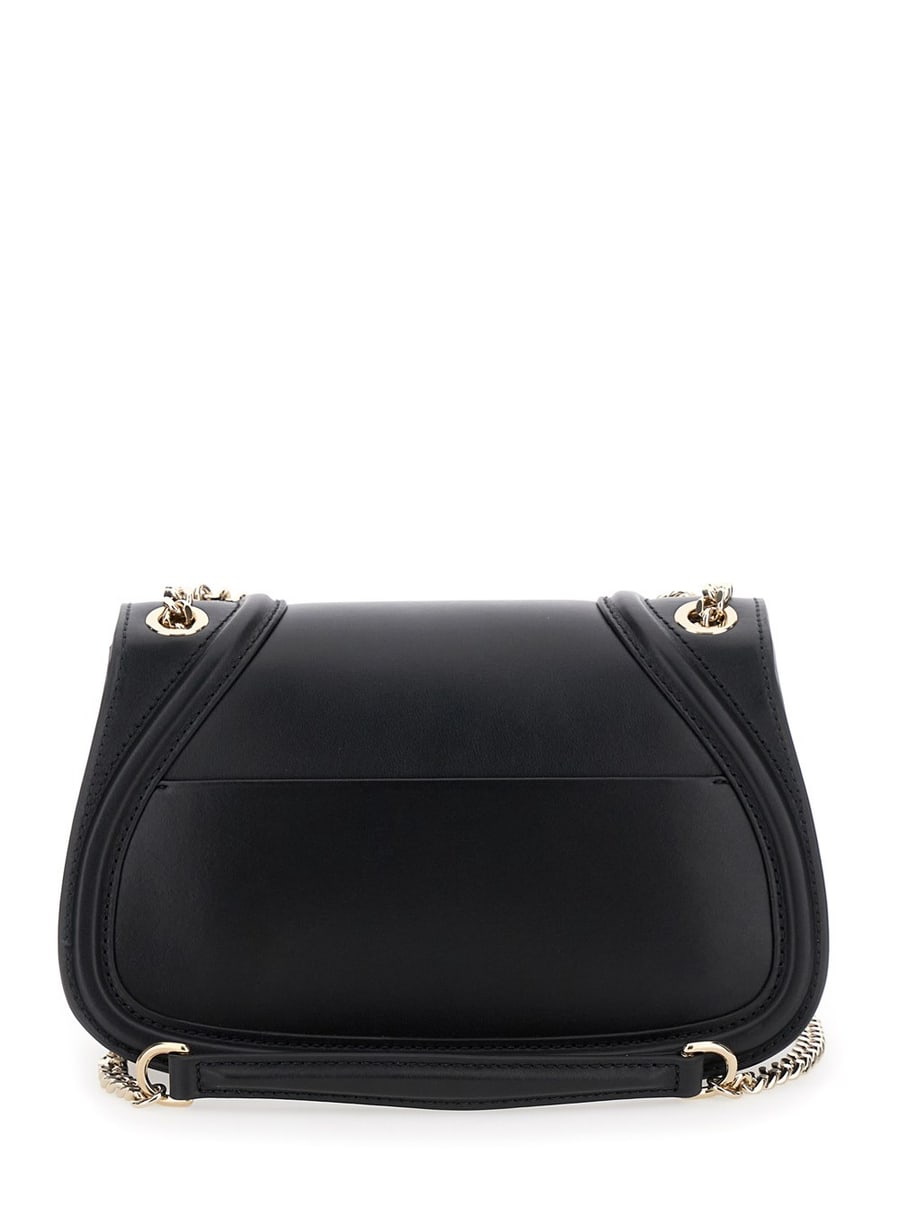 Gucci Borsa a Mano 'Blondie Piccola' con Incrocio GG Metallico sul Fronte e Tracolla a Catena in Pelle Nera Donna, view 4