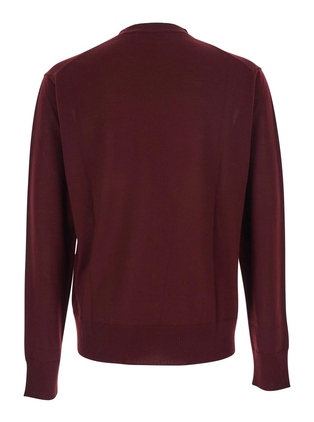 Vivienne Westwood Maglia Girocollo con Spalle Scese e Logo Orb sul Fronte in Misto Lana Bordeaux Uomo, view 2