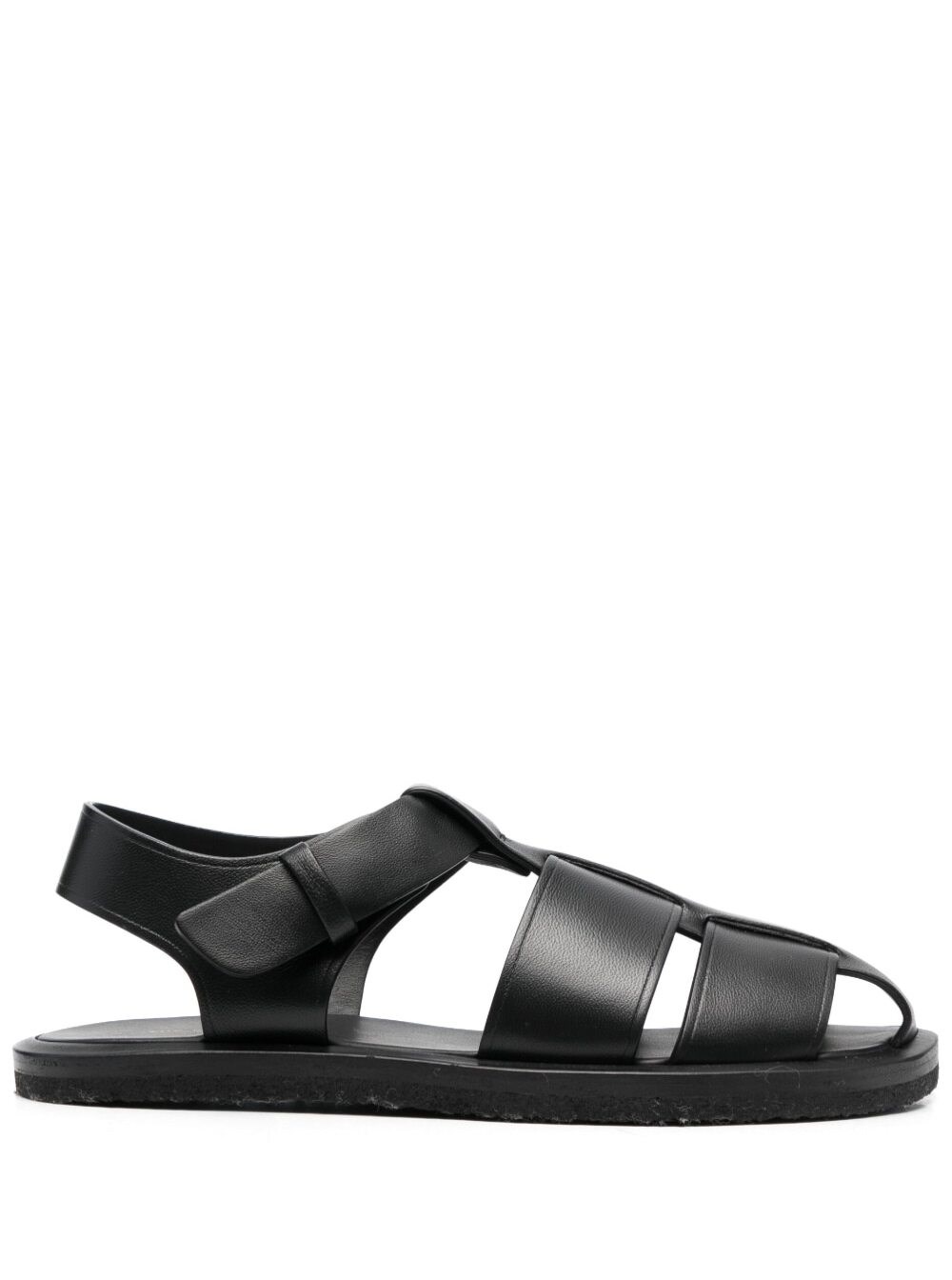 The Row Sandali da Pescatore 'Fisherman' con Chiusura Regolabile in Pelle Nera Donna