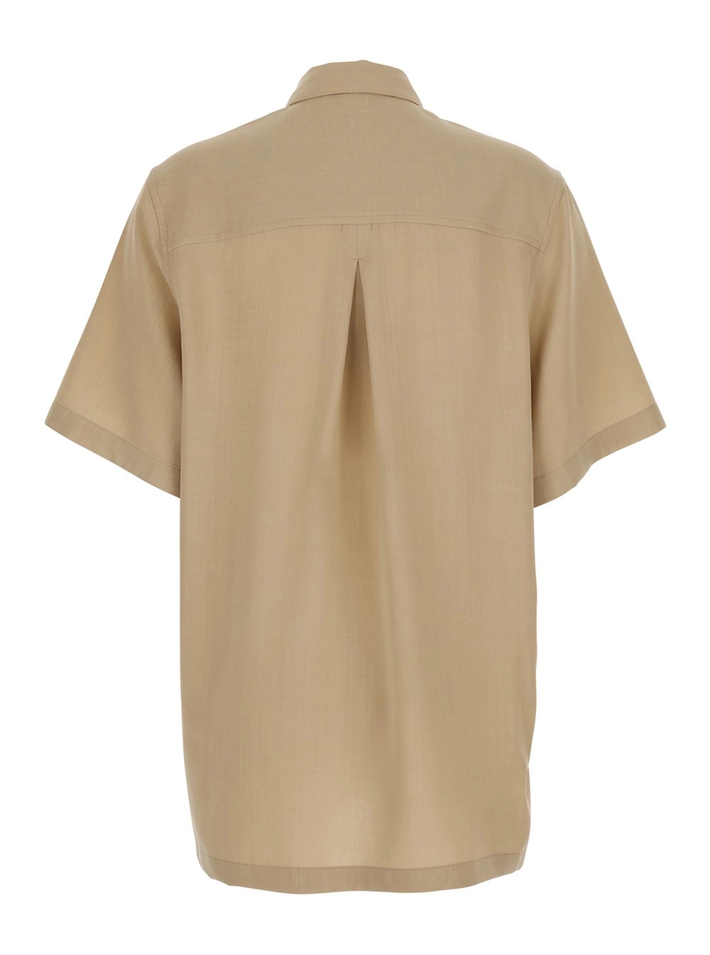 Toteme Polo oversize con colletto classico e maniche corte ampie in misto lana beige donna, view 2