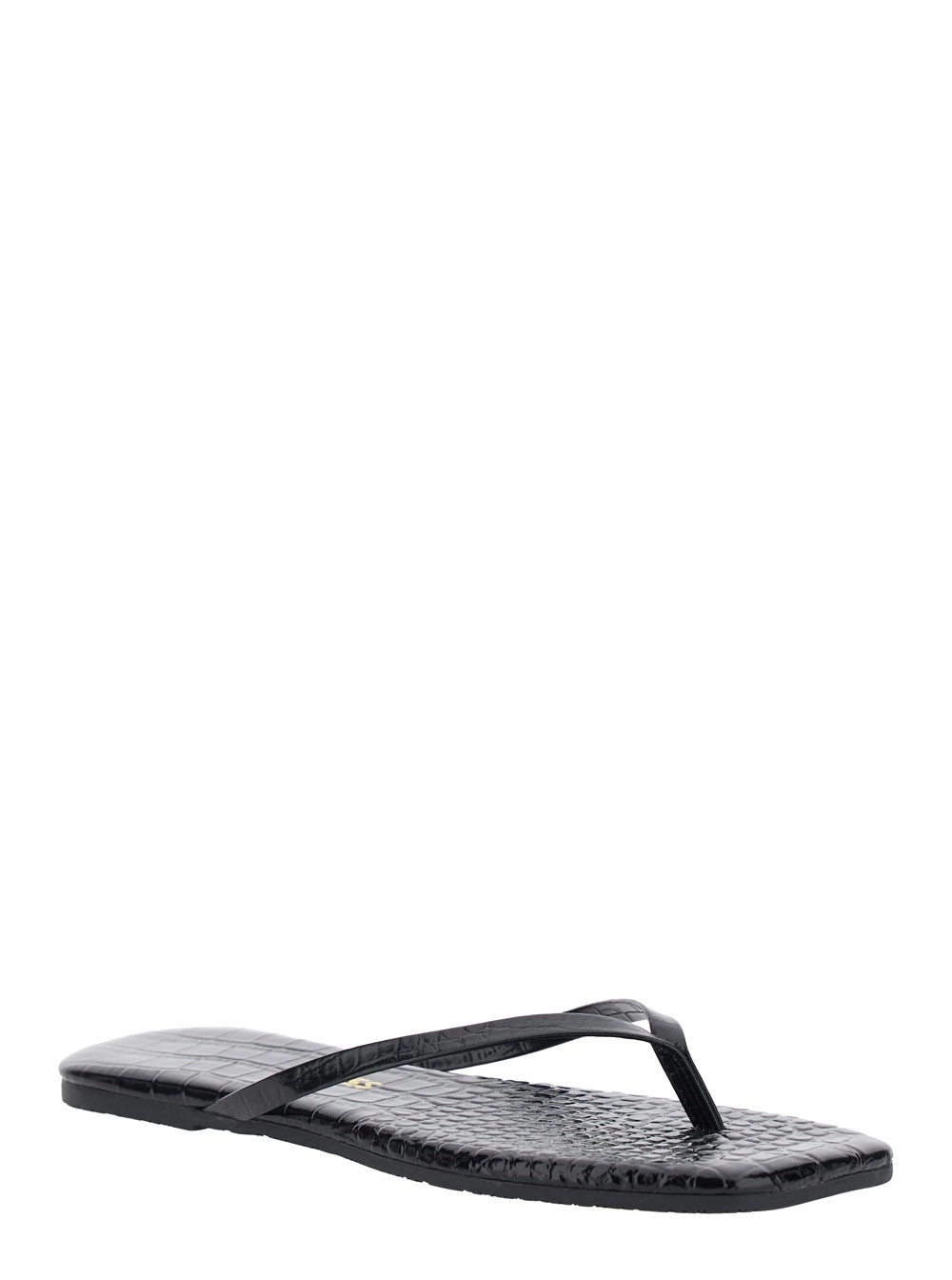 Tkees Sandali 'Lily' con design infradito e Effetto Coccodrillo in Pelle Neri Donna, view 2