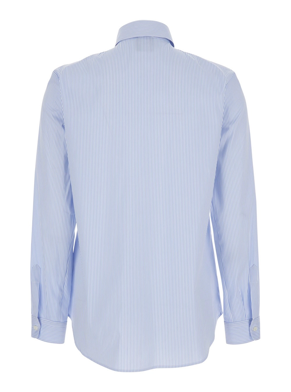 Leplain Camicia con Colletto Classico e Orlo Curvo in Cotone Azzurra Donna, view 2