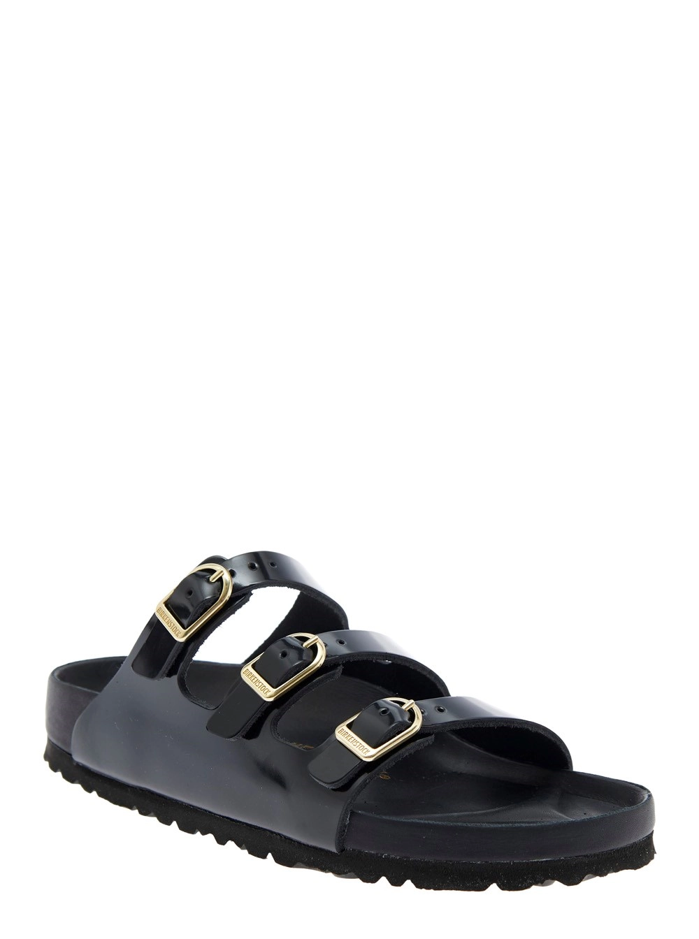 Birkenstock Sandali 'Florida' con Chiusura Regolabile con Fibbia e Tre Cinturini in Pelle Neri Donna, view 2
