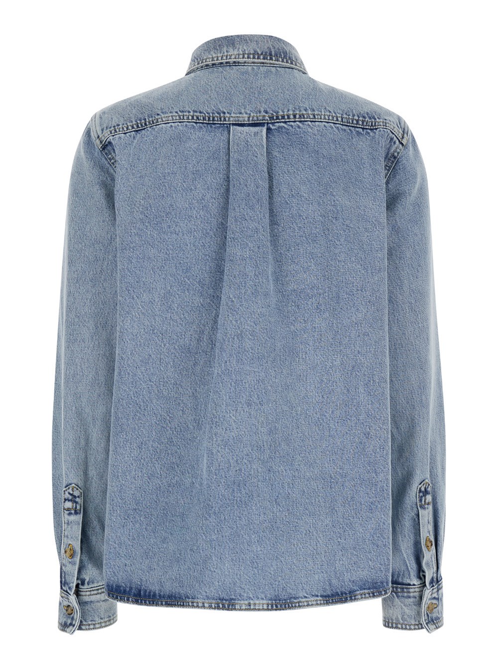 Toteme Camicia con Taschino Applicato in Denim Azzurro Donna, view 2
