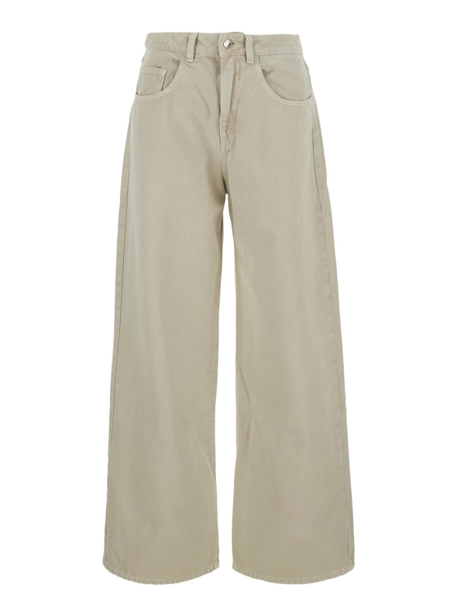Icon denim Jeans 'Poppy' con patch logo sul retro e gamba ampia in denim beige donna