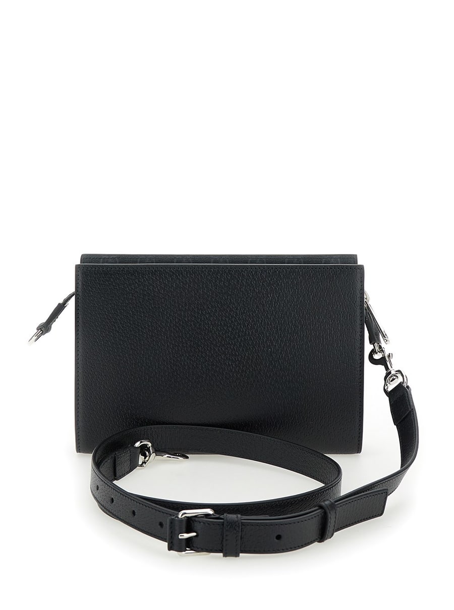 Gucci Borsa Super Mini con Patch Logo in Pelle Nera Uomo, view 4