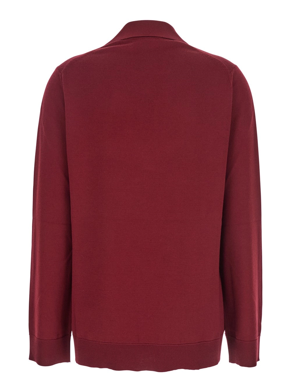Gucci Maglione con Colletto Stile Polo e Logo GG sul Fronte in Lana Bordeaux Donna, view 2