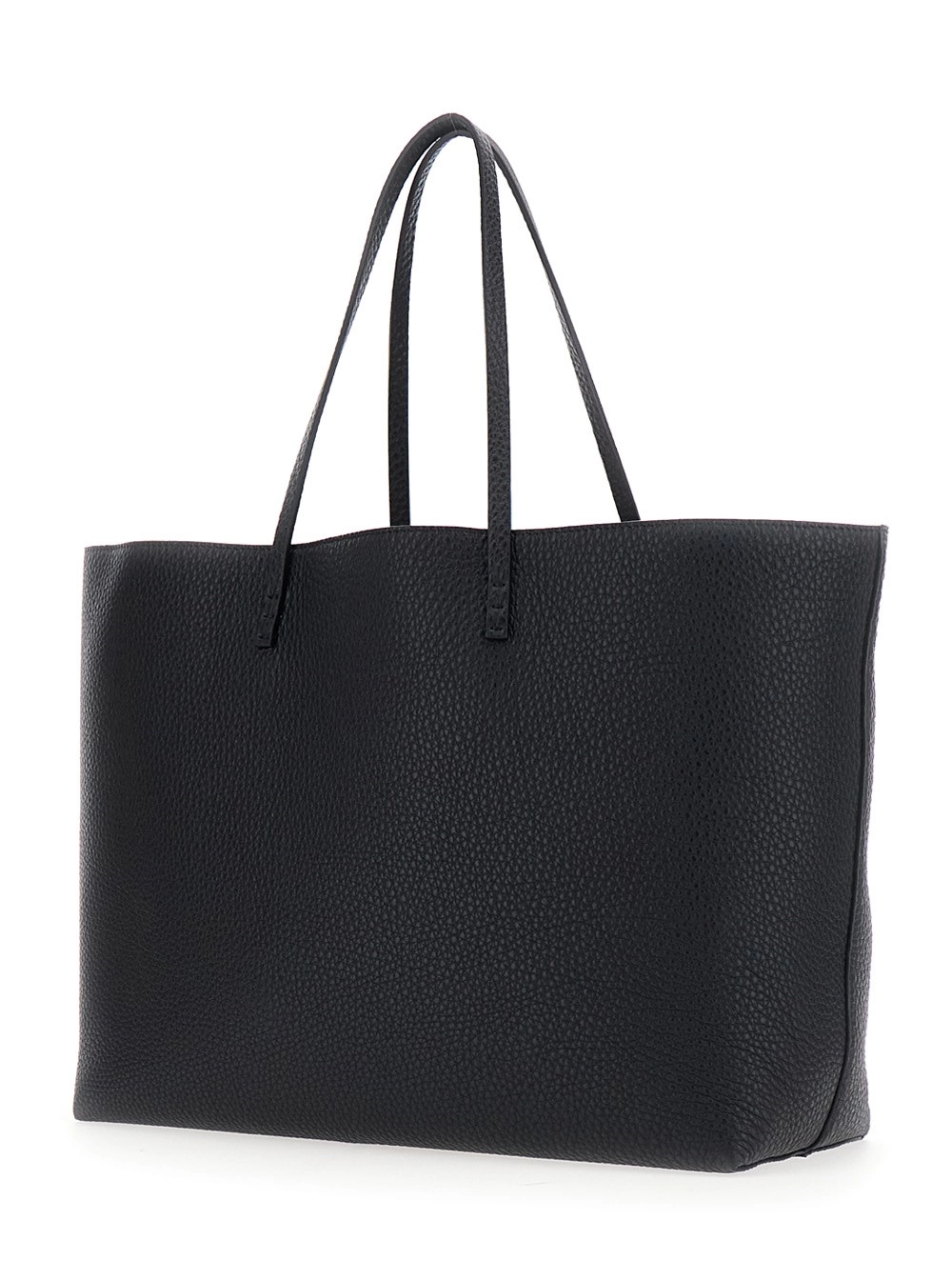 Fendi Borsa Shopping 'Roll' on Pouch Interna Removibile in Pelle Nera Donna, view 2
