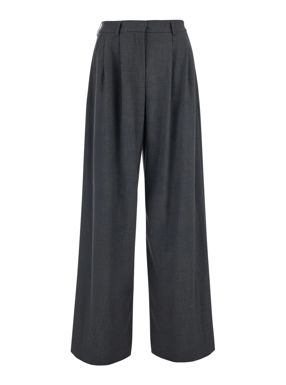 Leplain Pantaloni con plisse sul fronte in misto lana grigi donna