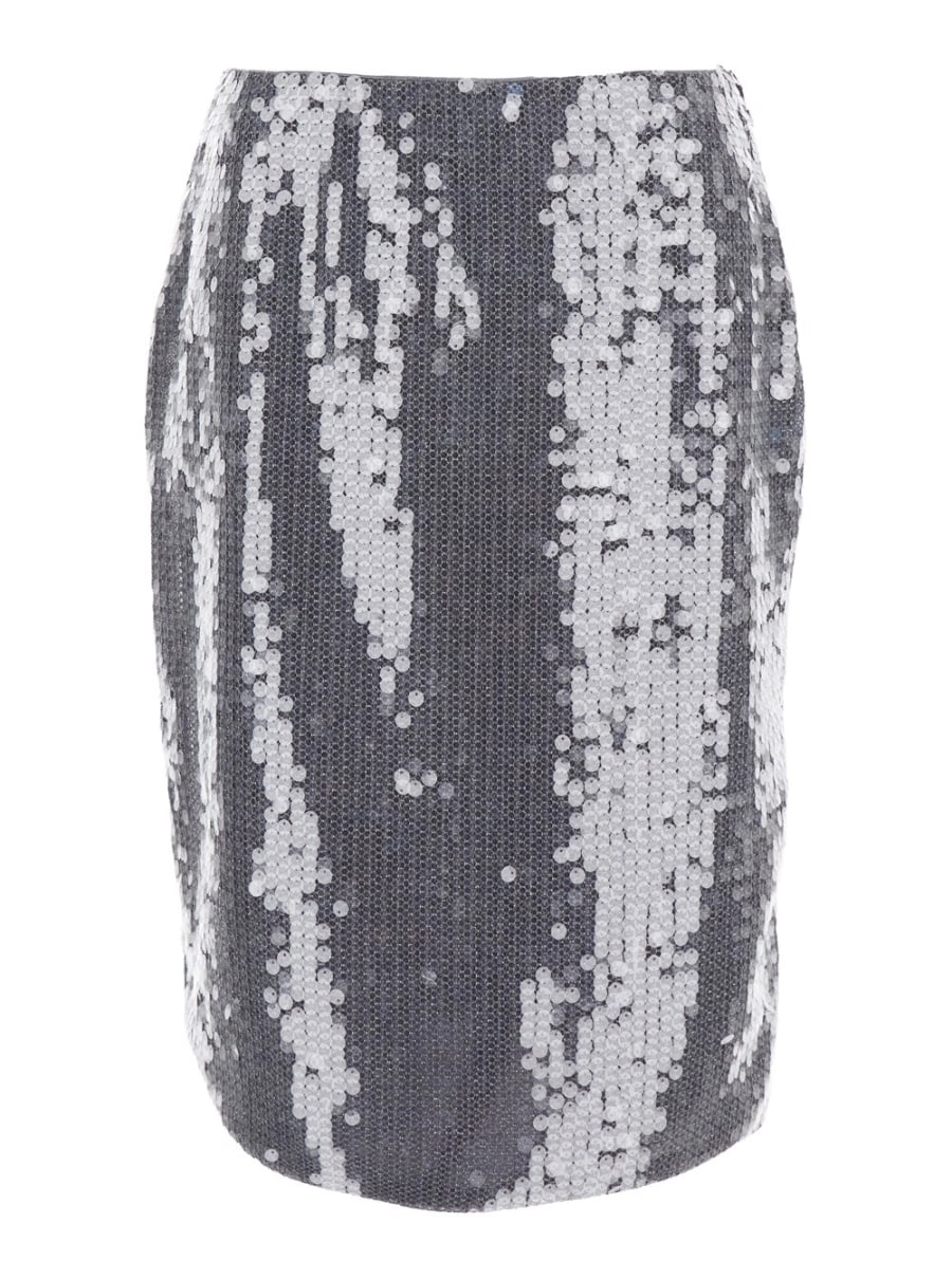 Rotate Gonna con Paillettes Applicate All-Over in Tessuto Tecnico Grigia Donna