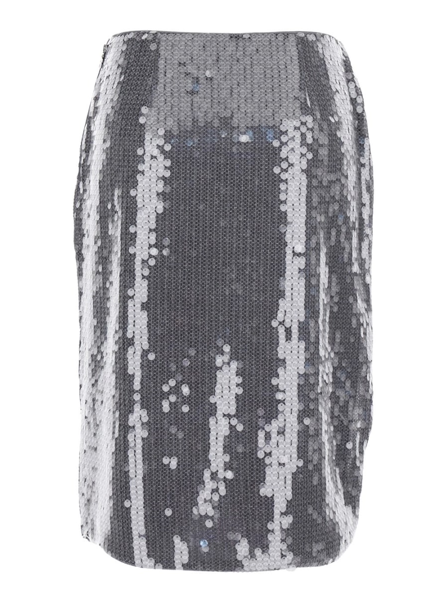 Rotate Gonna con Paillettes Applicate All-Over in Tessuto Tecnico Grigia Donna, view 2