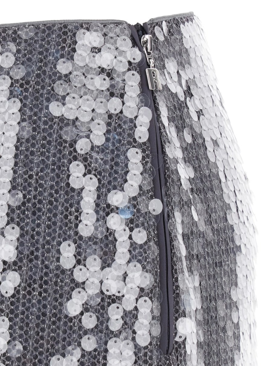Rotate Gonna con Paillettes Applicate All-Over in Tessuto Tecnico Grigia Donna, view 3
