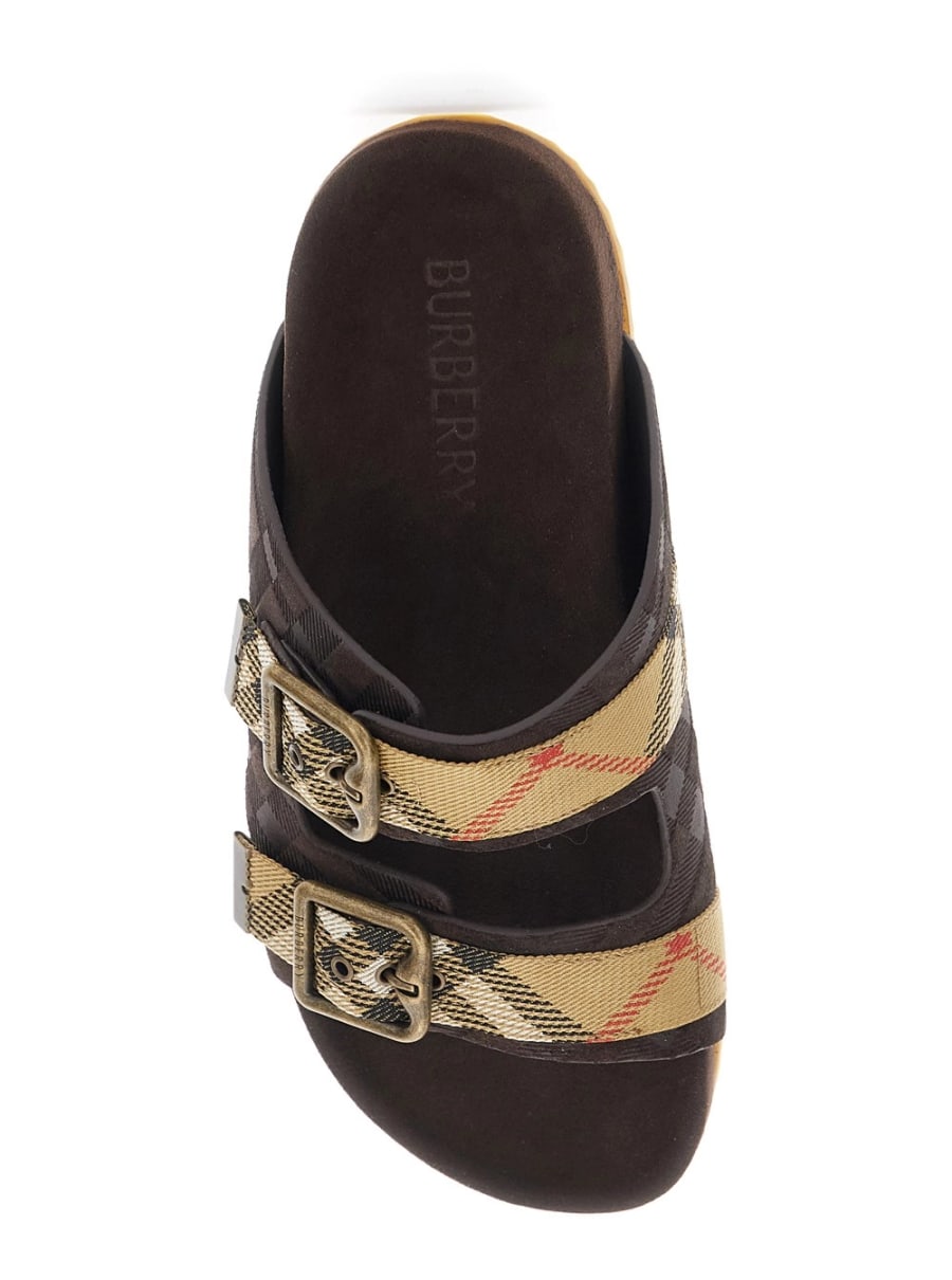 Burberry Sandali 'Urchin' con Chiusura Regolabile con Fibbia e Motivo Check in Misto Pelle Marroni Donna, view 4