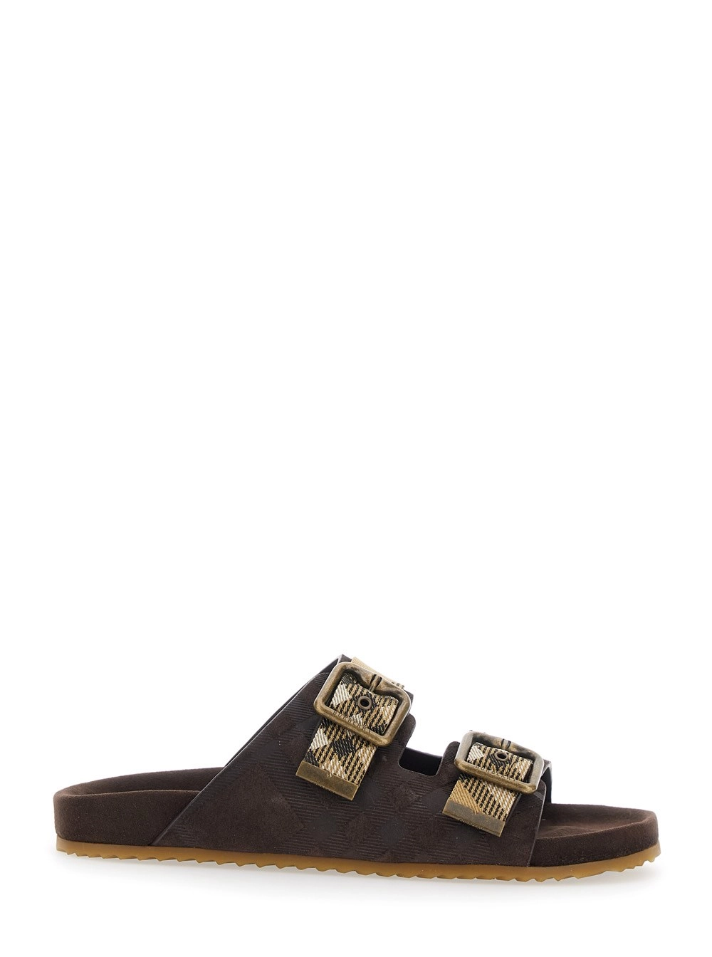 Burberry Sandali 'Urchin' con Chiusura Regolabile con Fibbia e Motivo Check in Misto Pelle Marroni Donna