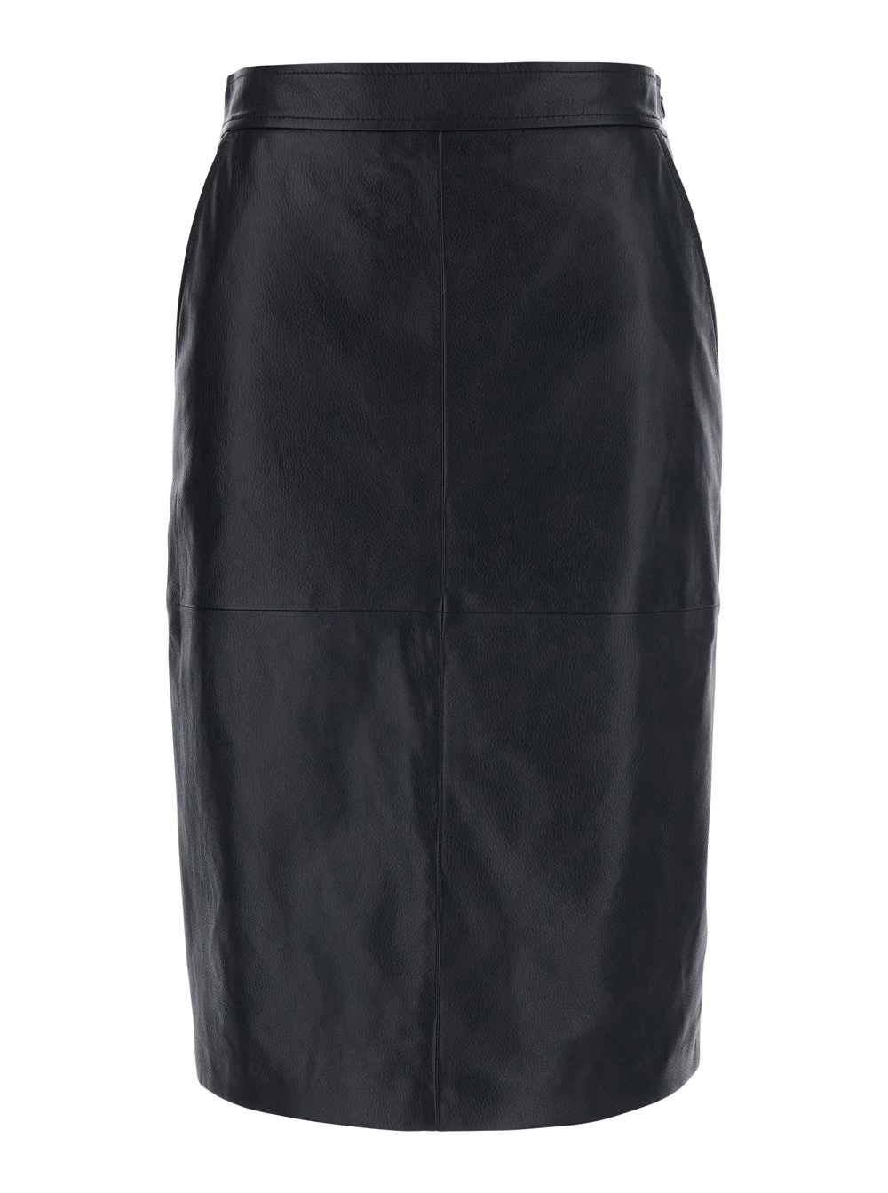 Max Mara Studio Gonna 'Timore' con Chiusura con Zip Nascosta sul Lato e Singolo Spacco sul Retro in Pelle Nera Donna
