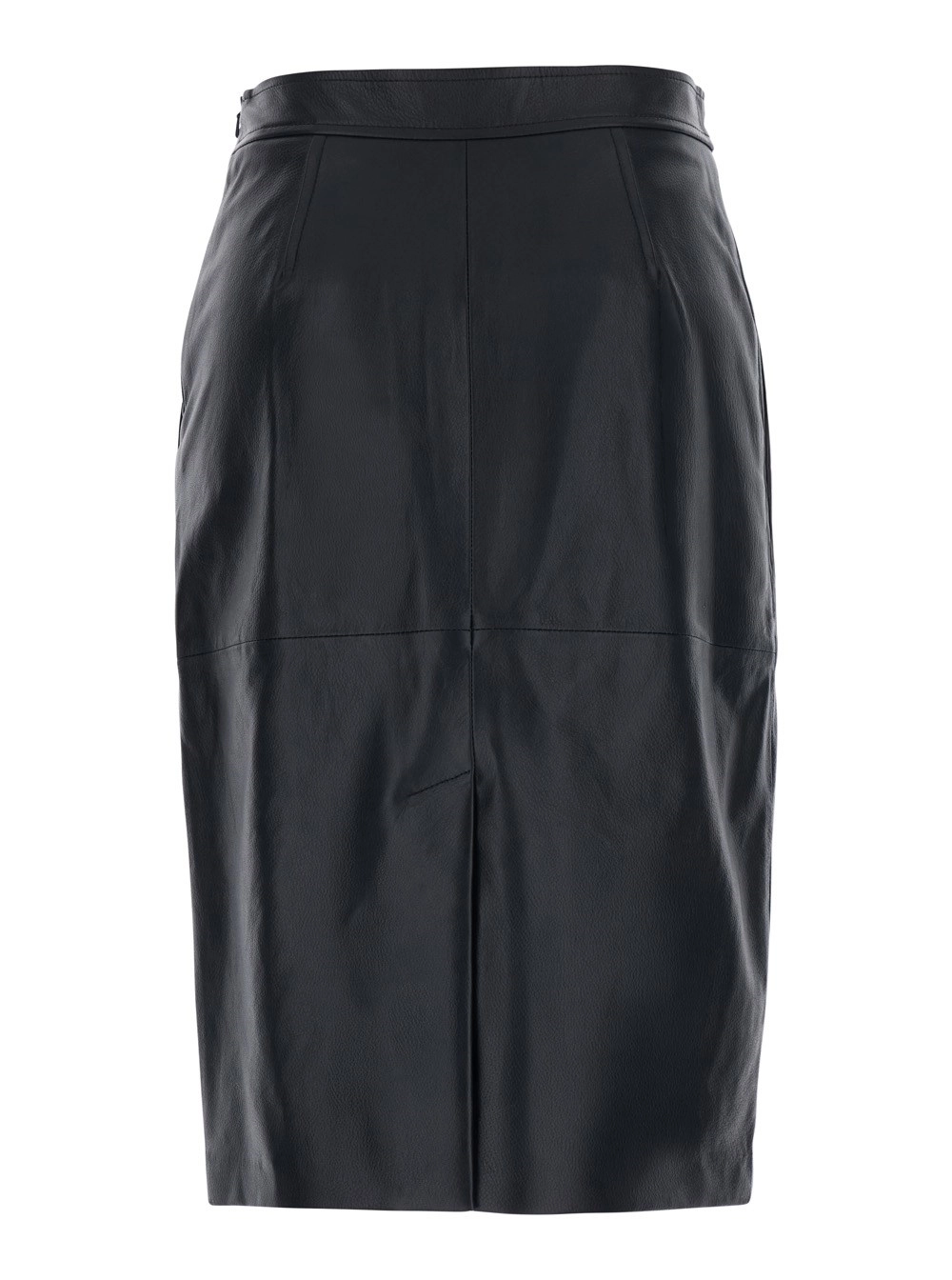 Max Mara Studio Gonna 'Timore' con Chiusura con Zip Nascosta sul Lato e Singolo Spacco sul Retro in Pelle Nera Donna, view 2