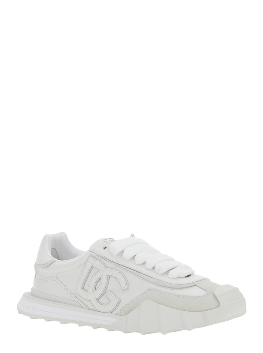 Dolce & Gabbana Sneakers 'Athletic' low top con logo patch sul lato e logo lettering sul retro in pelle bianche uomo, view 2