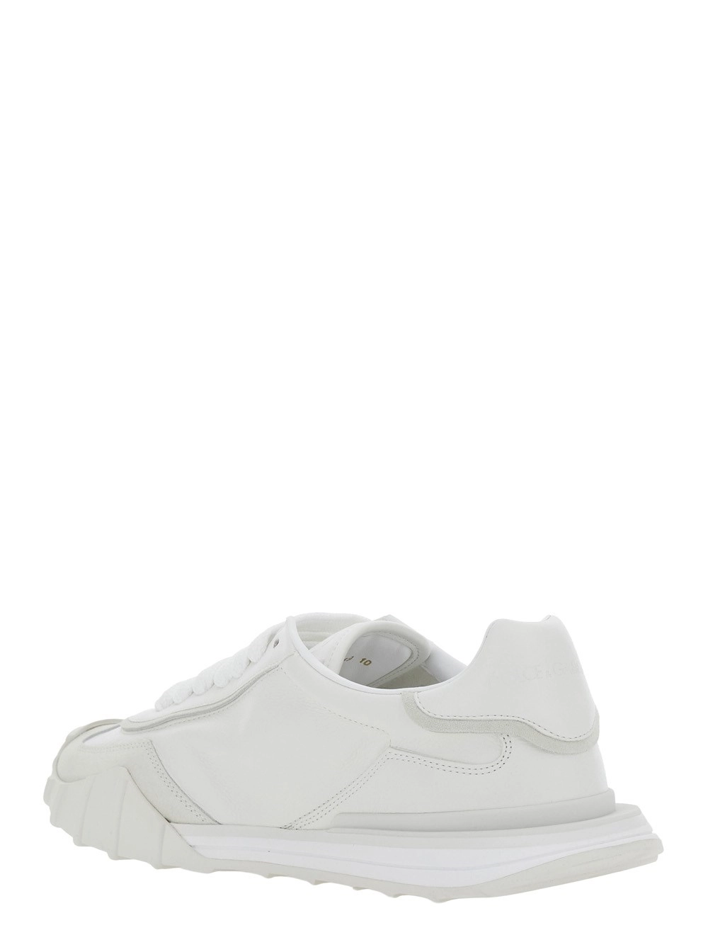 Dolce & Gabbana Sneakers 'Athletic' low top con logo patch sul lato e logo lettering sul retro in pelle bianche uomo