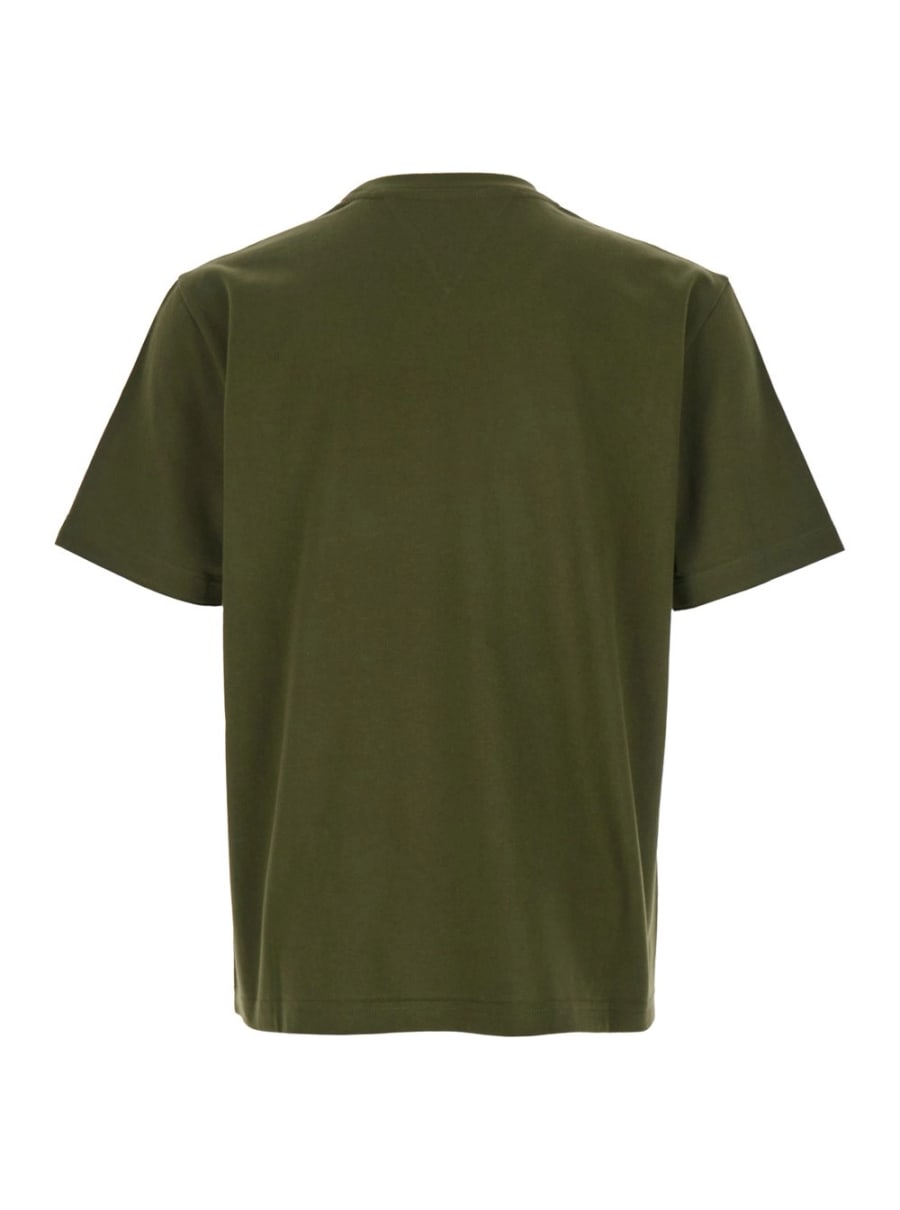 Bottega Veneta T-Shirt Girocollo con Ricamo Fungp sul Fronte in Cotone Verde Uomo, view 2