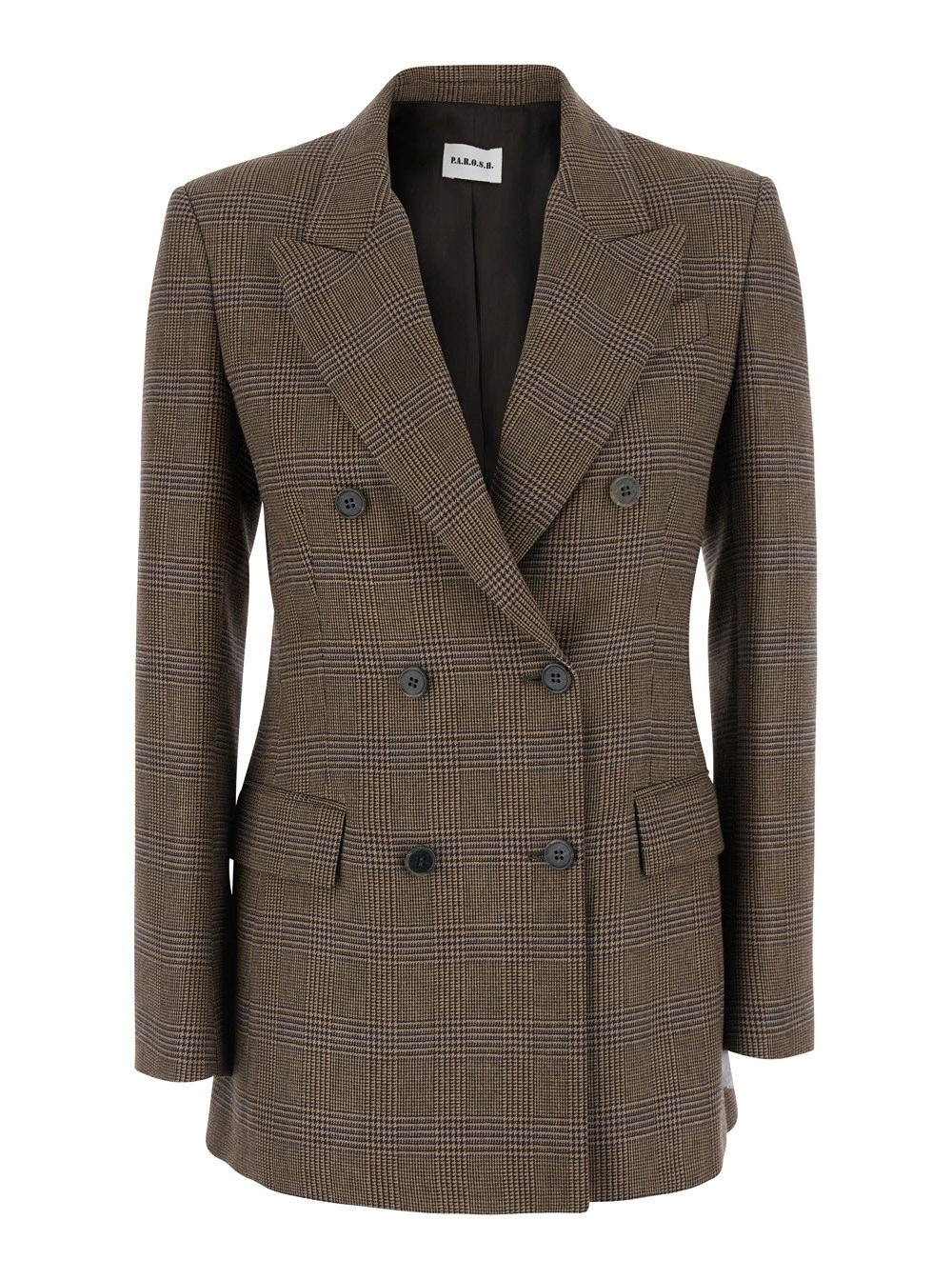 P.A.R.O.S.H. Blazer con chiusura doppiopetto in viscosa e lana marrone per donna