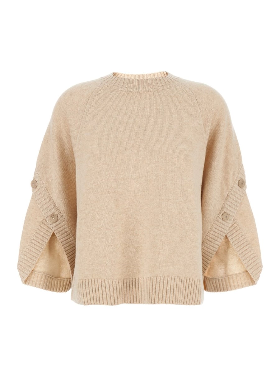 Max Mara Maglione 'Ampex' Girocollo in Lana e Cashmere Beige Donna
