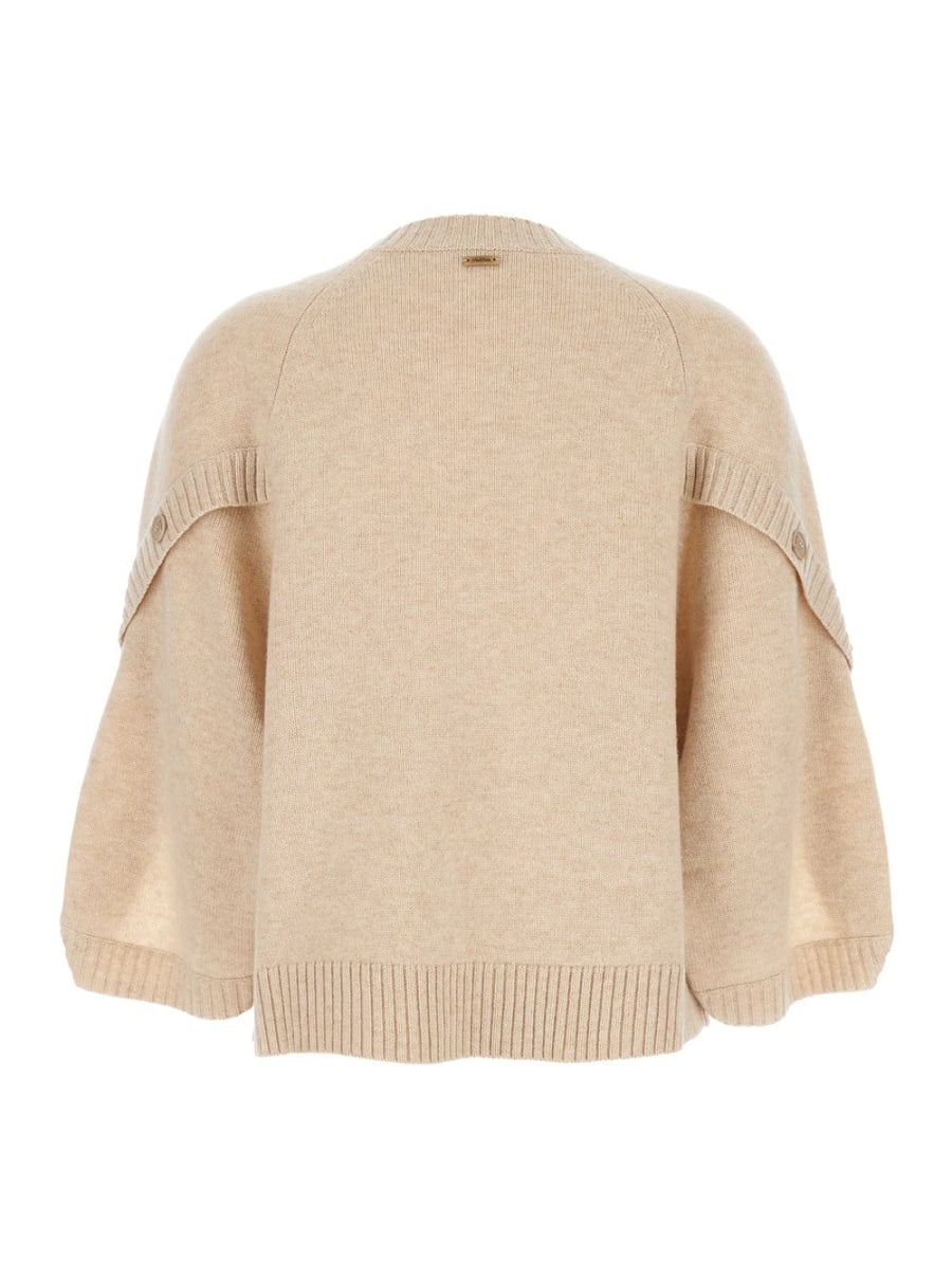 Max Mara Maglione 'Ampex' Girocollo in Lana e Cashmere Beige Donna, view 2