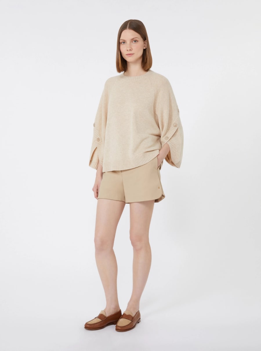 Max Mara Maglione 'Ampex' Girocollo in Lana e Cashmere Beige Donna, view 4