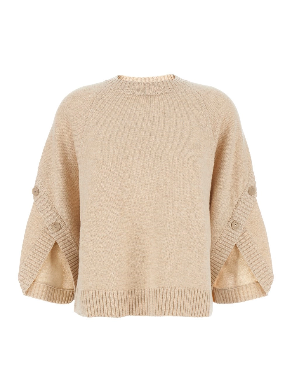 Max Mara Maglione 'Ampex' Girocollo in Lana e Cashmere Beige Donna
